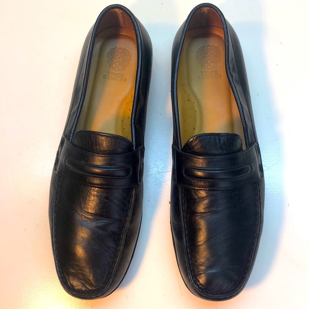 Vince Camuto Black Leather Driving Shoes Size 10